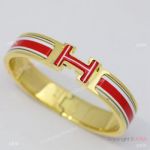 Best Replica Hermes Clic HH Bracelet in Red Stripe Enamel
